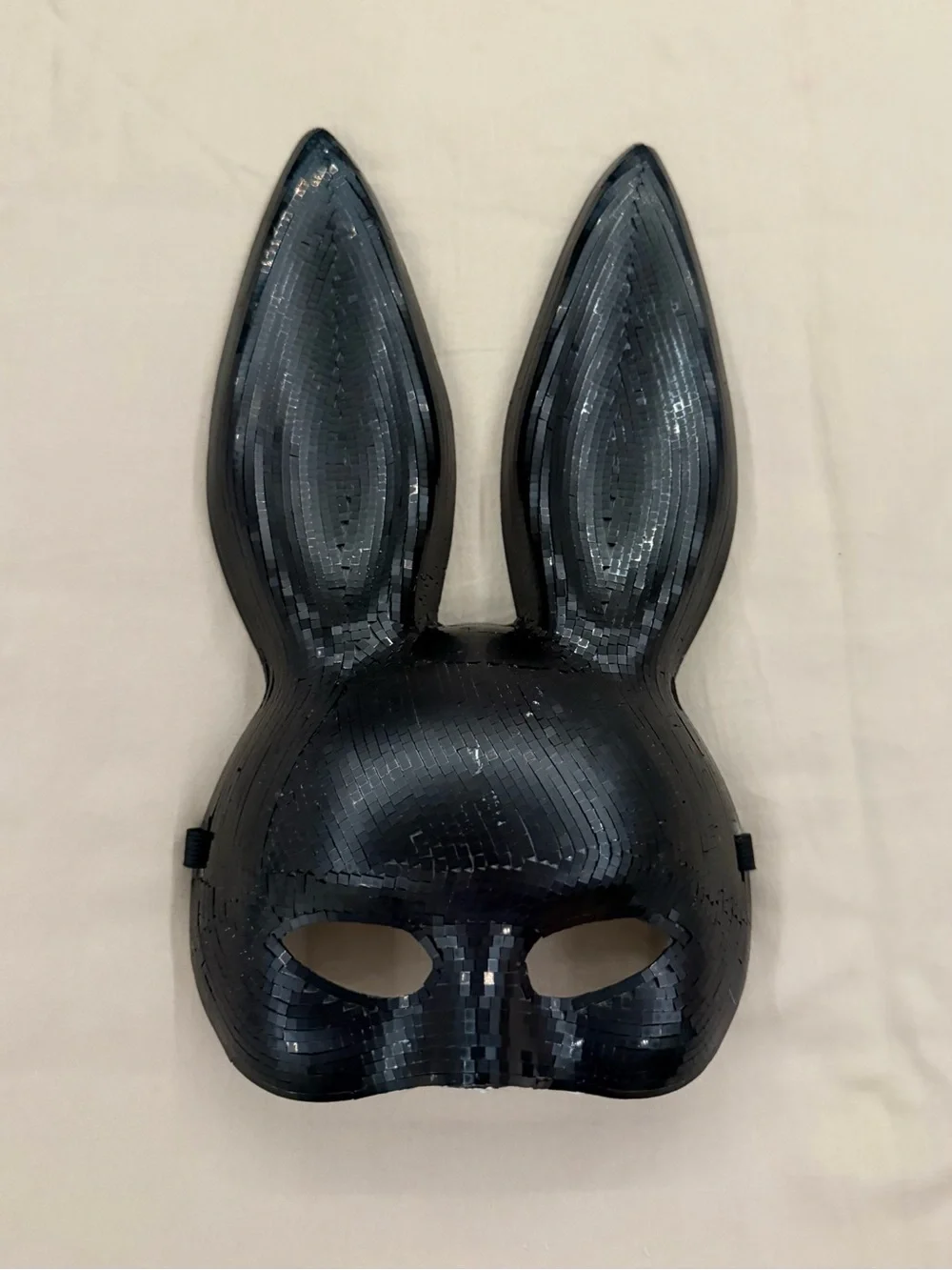 Black Disco Ball Mosaic Bunny Ear Masquerade Halloween Mask